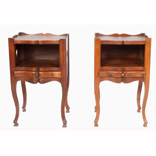 Pair of Walnut Side Tables with Heart Cut-Outs, 19th Century