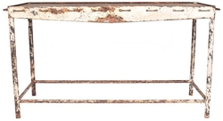 Vintage White Metal Console Table with perforations, c. 1930s