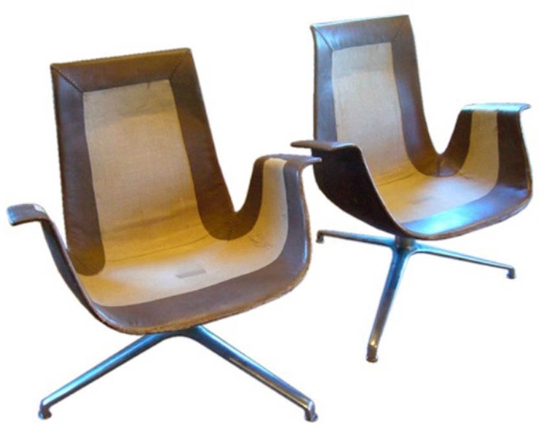 Pair of FK Leather Bucket Chairs, France, 1964