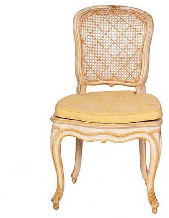 Vintage White & Yellow Caned Chairs
