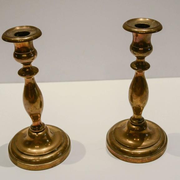 19th Century Brass Candlesticks - Pair