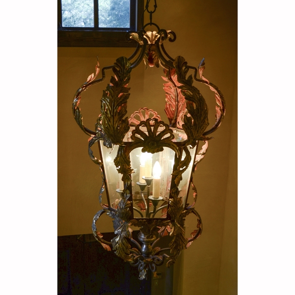 Large Louis XV Style Wrought Iron Hall Lantern