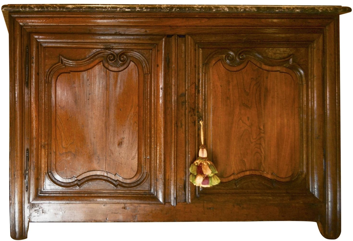 Louis XIV Walnut Buffet, with Marble Top and Dropped Sink