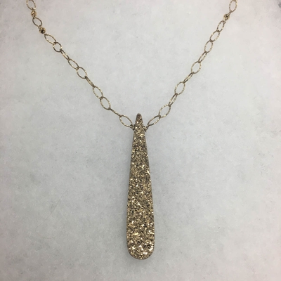 24K Gold Plated Brazilian Druzy Teardrop Necklace