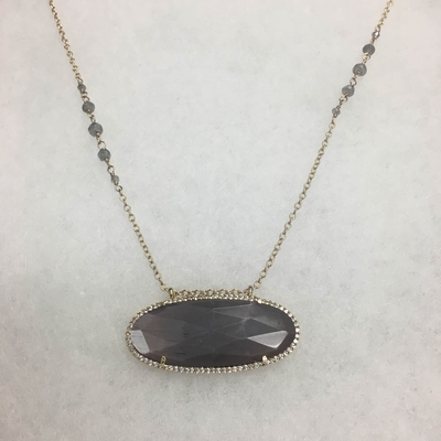 Grey Moonstone and Mystic Labradorite Necklace (One of a kind)
