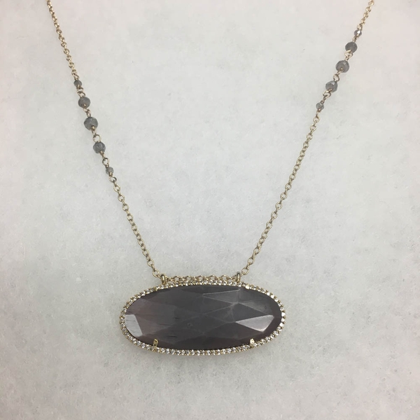 Grey Moonstone and Mystic Labradorite Necklace (One of a kind)