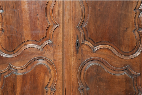 French Armoire with Carving, Patina
