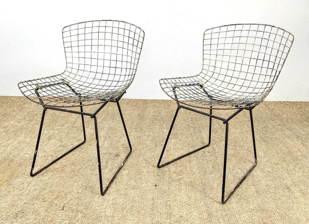 Metal Grid Side Dining Chairs