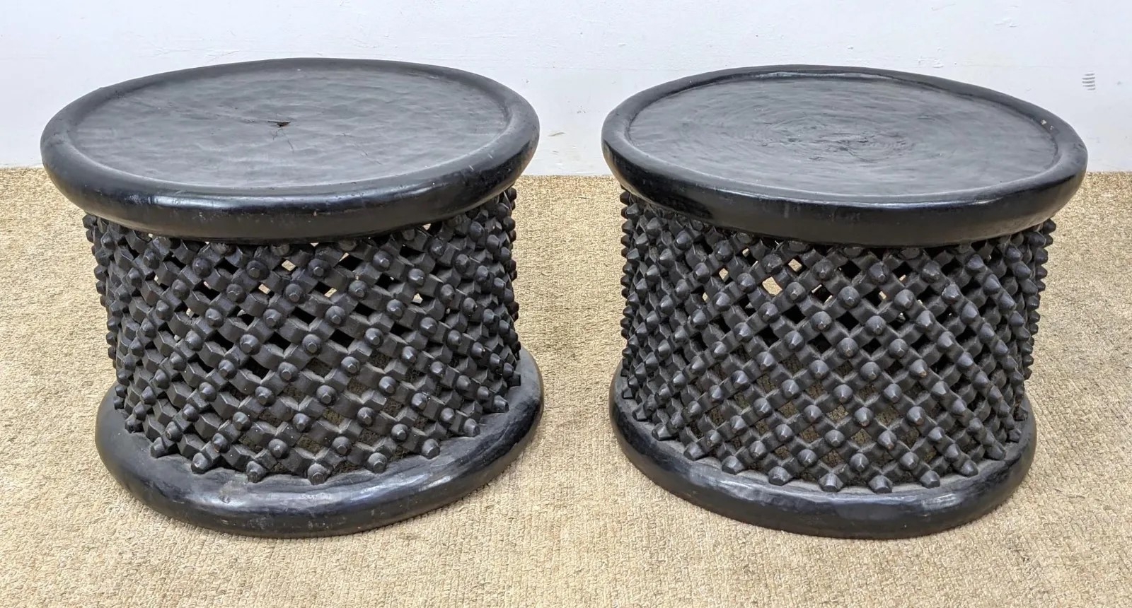 Pierced Carved Wood Stools