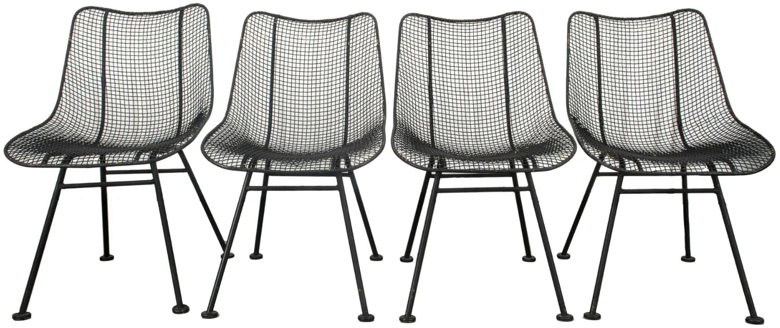 Woodard Mid-Century Modern Metal Mesh Chairs, 4