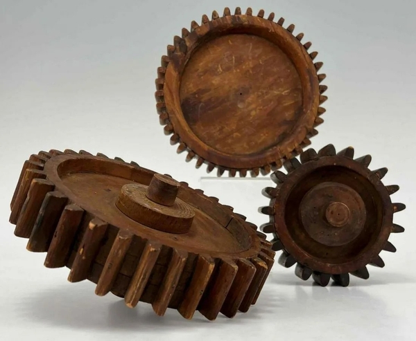 Three Industrial Foundry Wood Gears