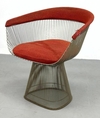 Warren Platner Chrome Rod Lounge Chair, Red