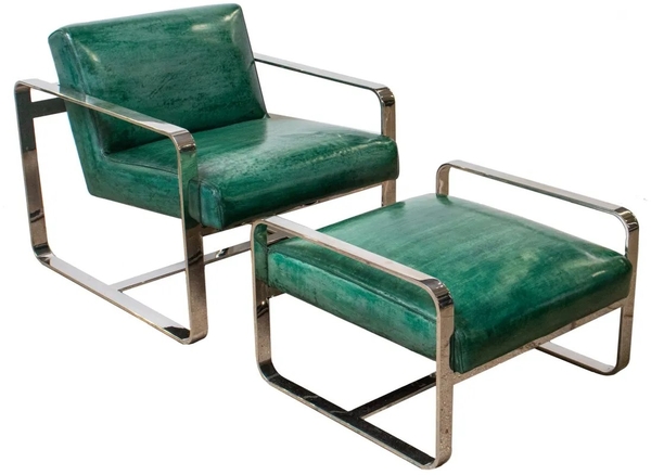 Milo Baughman Leather Lounge Chair & Ottoman