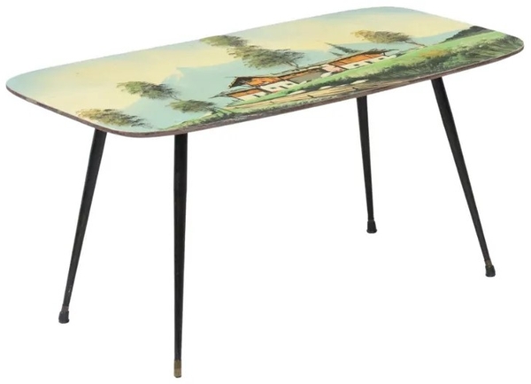 Mid-century Modern Printed Landscape Coffee Table