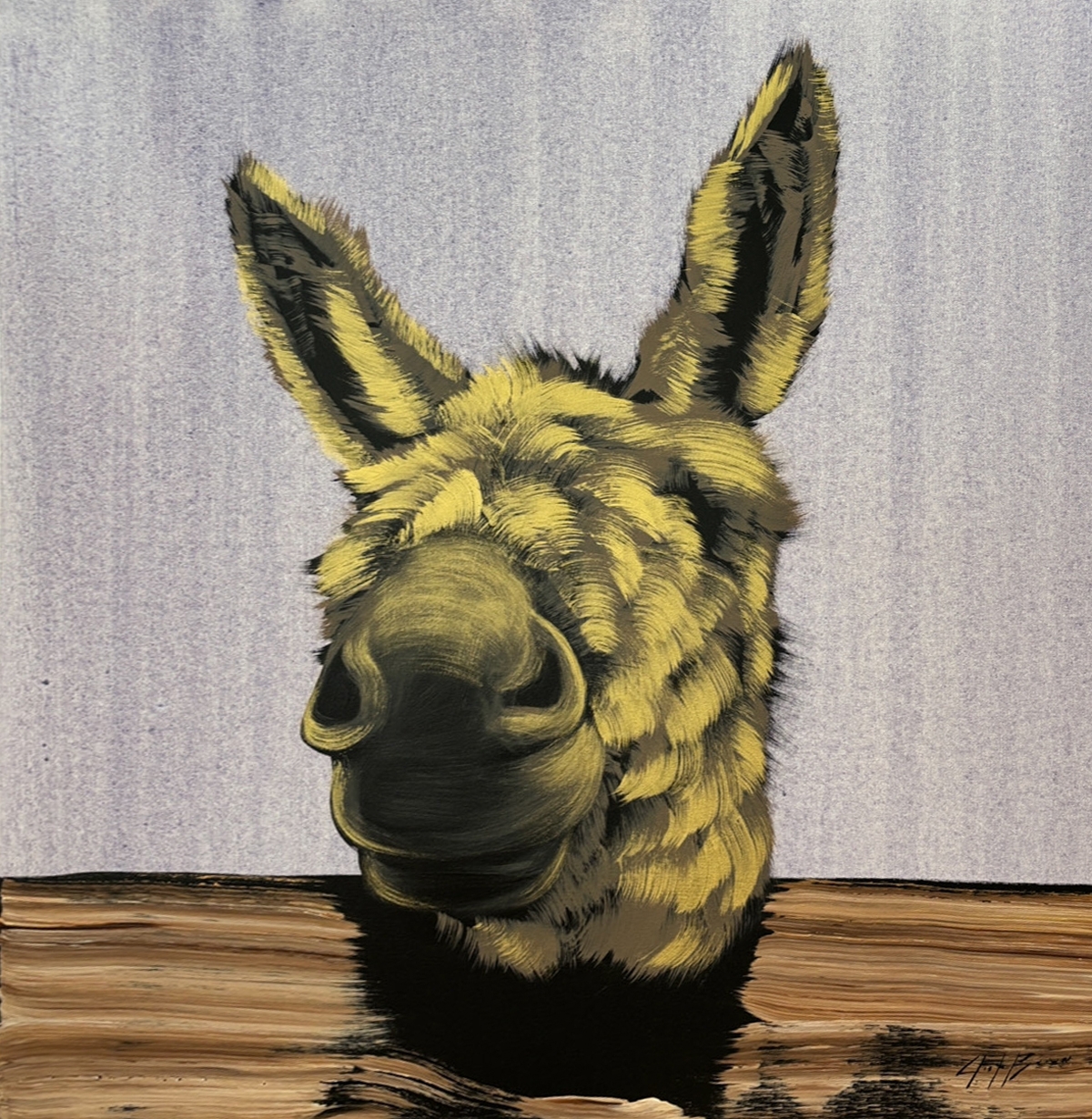 Gold Donkey on Purple Wash | ÆRENA Galleries & Gardens