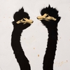 Two Gold Ostrich on White Splash