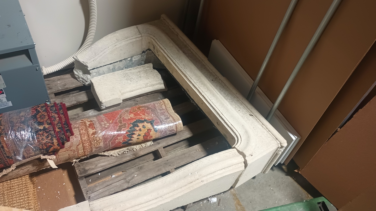 Antique Fireplace Limestone Mantel #1