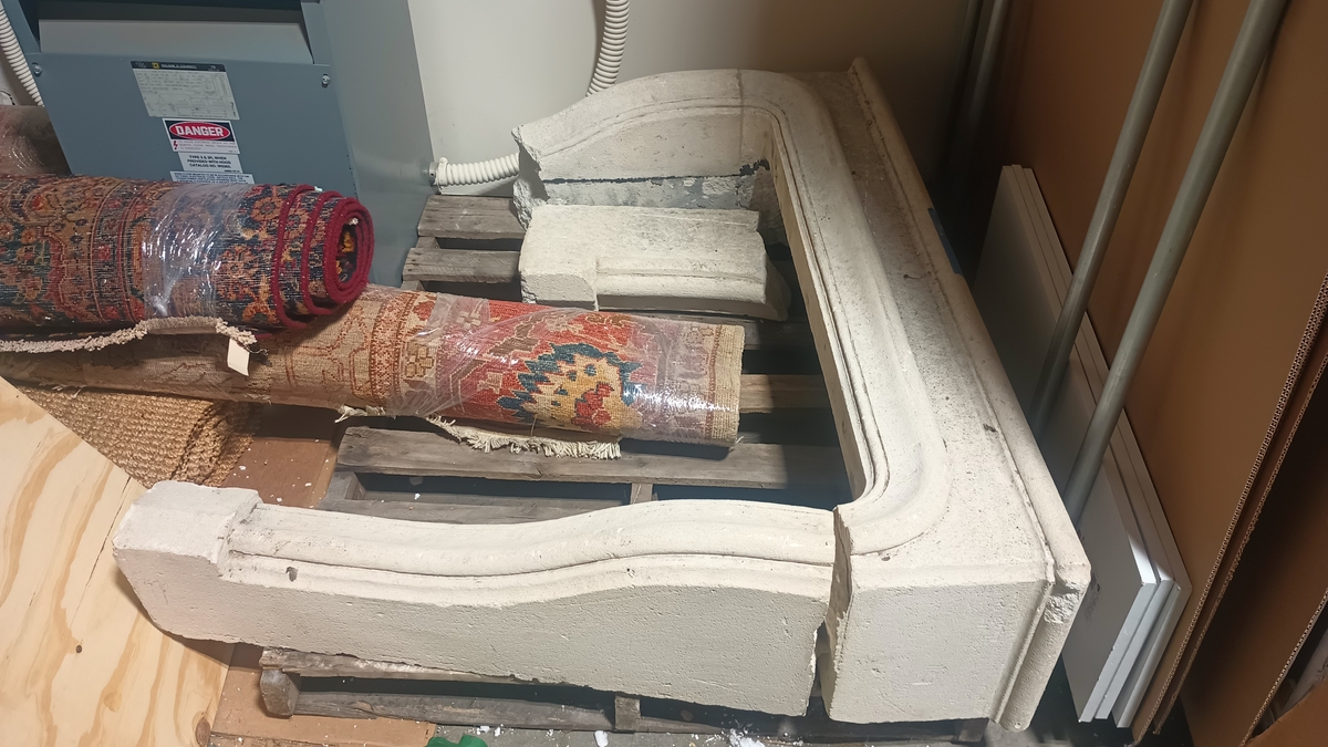 Antique Fireplace Limestone Mantel #1